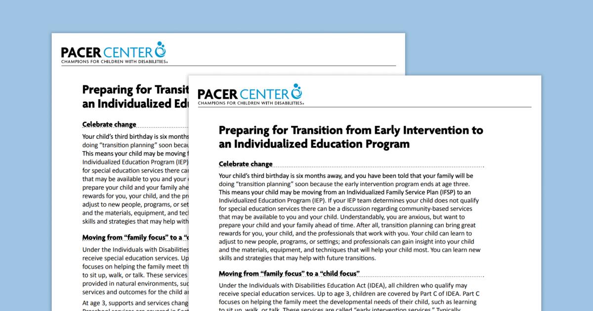 Preparing for Transition from Early Intervention to an Individualized ...