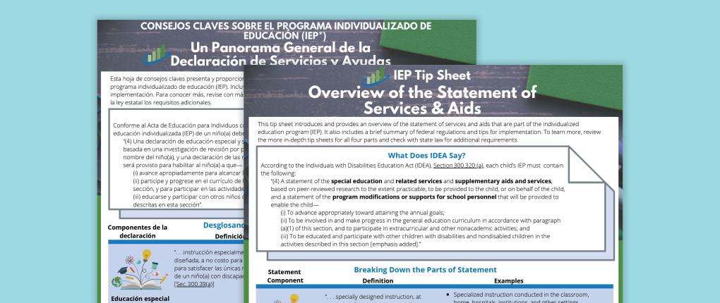IEP Tip Sheet: Overvew of the Statement of Services & Aids