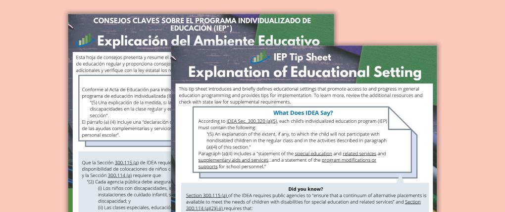 IEP Tip Sheet: Explanation of Educational Setting