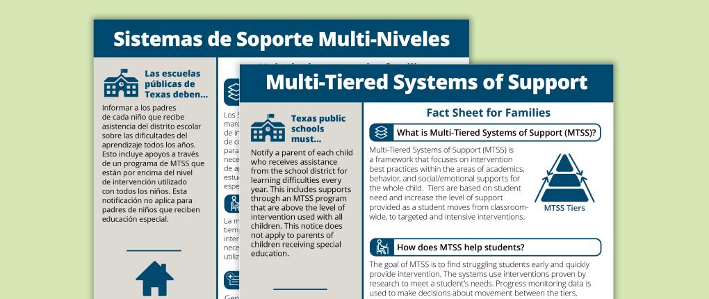 Multi-Tiered Systems of Support (MTSS) Fact Sheet for Families - Texas Education Agency