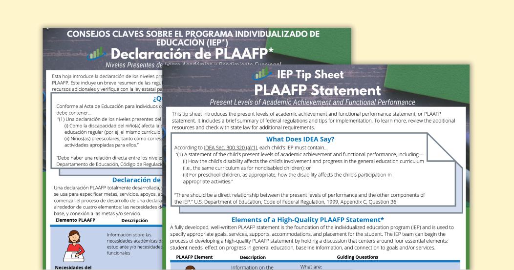 IEP Tip Sheet: PLAAFPs